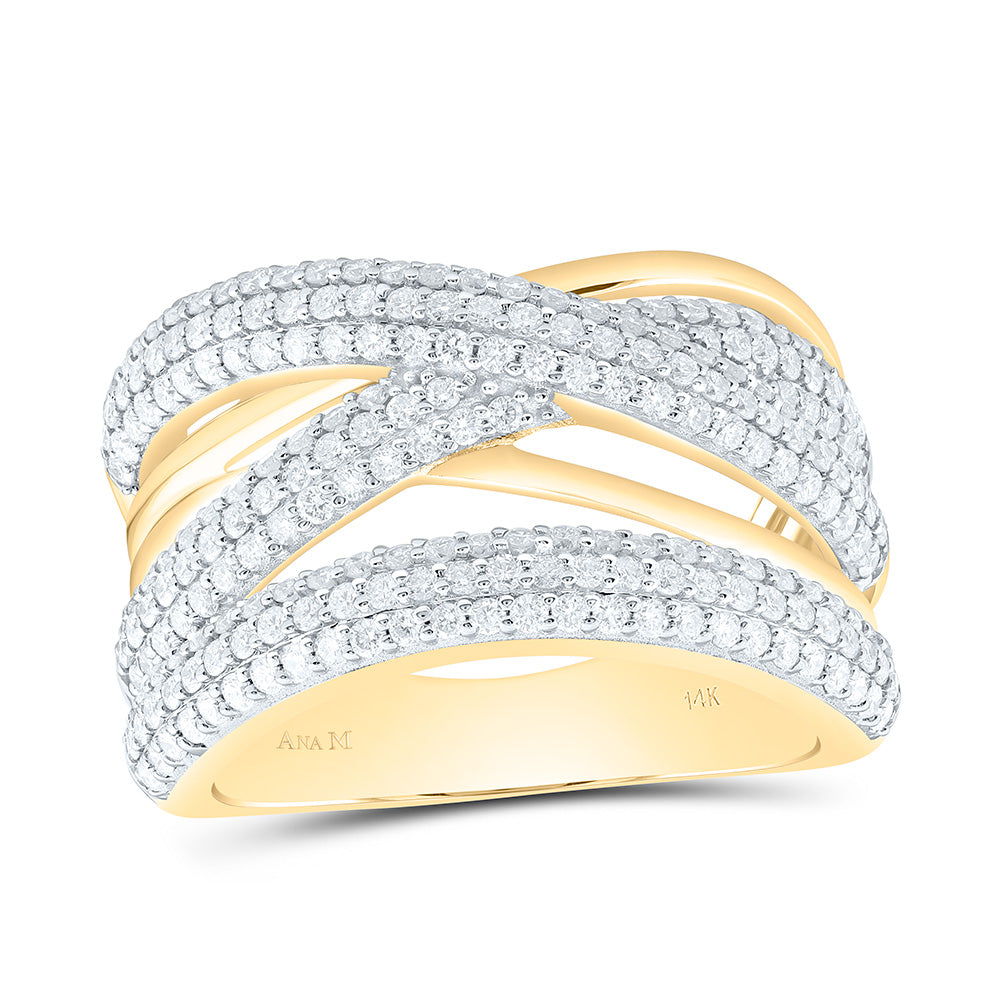 14k Gold 1 CTW-Natural Diamond Fashion Criss Cross Ring