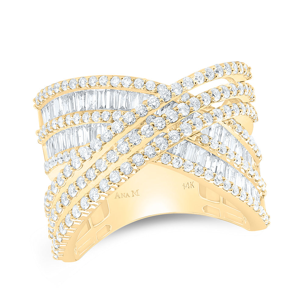14k Gold 2 CTW-Natural Diamond Fashion Criss Cross Ring