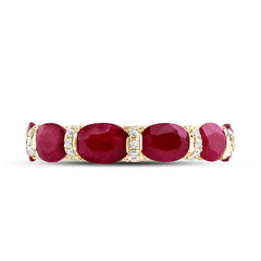 18k Gold 3/4 CTW-Natural Diamond 9 1/5 CTW-Ov-Ru Natural Gemstone Band