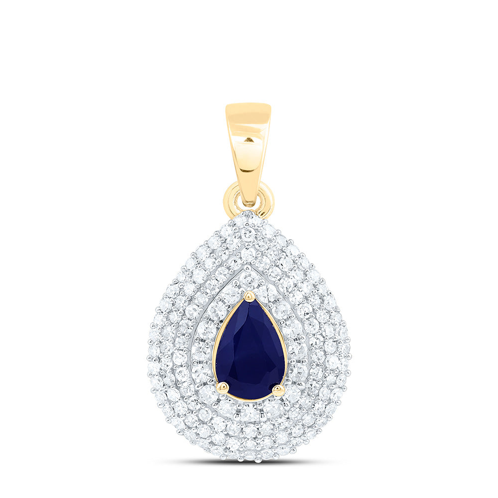 14k Gold 3/8 CTW-Natural Diamond 6X4MM Ps-Bs Natural Gemstone Pear Pendant