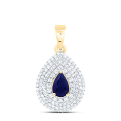 14k Gold 3/8 CTW-Natural Diamond 6X4MM Ps-Bs Natural Gemstone Pear Pendant