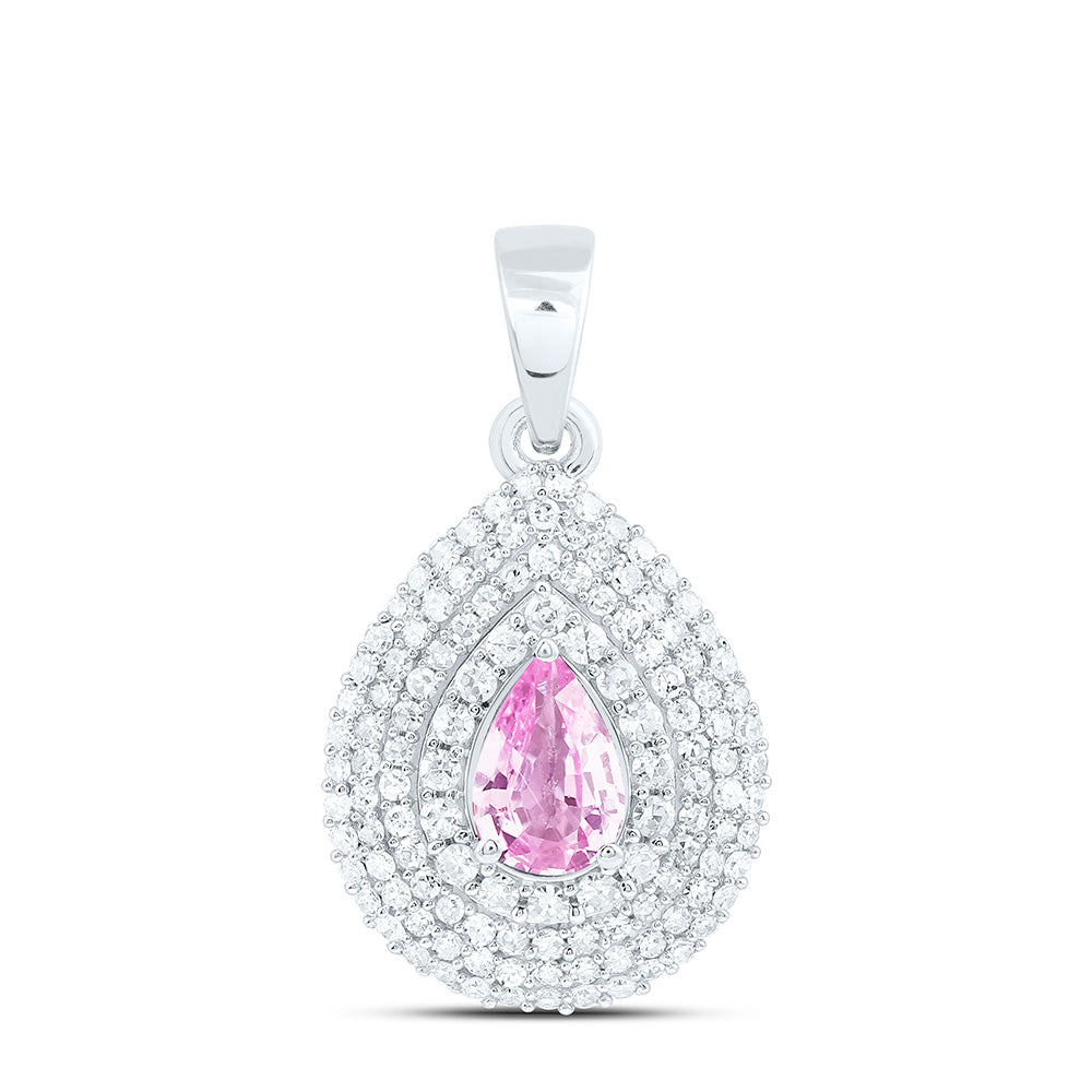 14k Gold 3/8 CTW-Natural Diamond 6X4MM Ps-Pi Sapp Natural Gemstone Pear Pendant