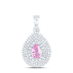 14k Gold 3/8 CTW-Natural Diamond 6X4MM Ps-Pi Sapp Natural Gemstone Pear Pendant
