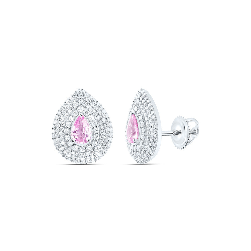 14k Gold 3/4 CTW-Natural Diamond 6X4MM-Ps-Pi Sapp Natural Gemstone Pear Earring