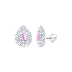 14k Gold 3/4 CTW-Natural Diamond 6X4MM-Ps-Pi Sapp Natural Gemstone Pear Earring
