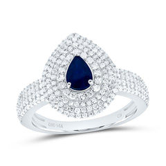 14k Gold 5/8 CTW-Natural Diamond 6X4MM Ps-Bs Natural Gemstone Pear Ring
