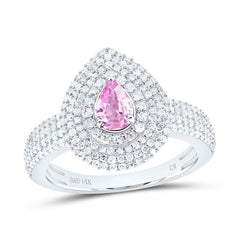 14k Gold 5/8 CTW-Natural Diamond 6X4MM Ps-Pi Sapp Natural Gemstone Pear Ring