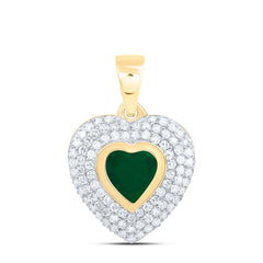 14k Gold 1/4 CTW-Natural Diamond 5MM Ht-Em Natural Gemstone Heart Pendant
