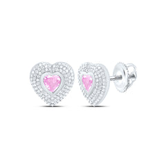 14k Gold 1/2 CTW-Natural Diamond 5MM-Ht-Pi Sapp Natural Gemstone Heart Earring
