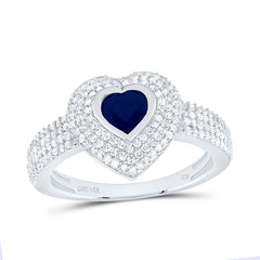 14k Gold 1/2 CTW-Natural Diamond 5MM Ht-Bs Natural Gemstone Heart Ring