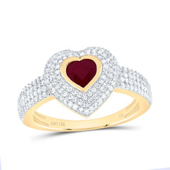 14k Gold 1/2 CTW-Natural Diamond 5MM Ht-Ru Natural Gemstone Heart Ring
