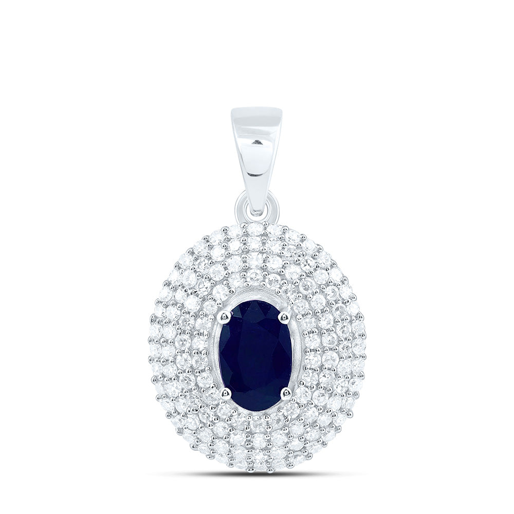 14k Gold 1/3 CTW-Natural Diamond M 6X4MM Ov-Bs Natural Gemstone Oval Pendant