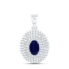 14k Gold 1/3 CTW-Natural Diamond M 6X4MM Ov-Bs Natural Gemstone Oval Pendant