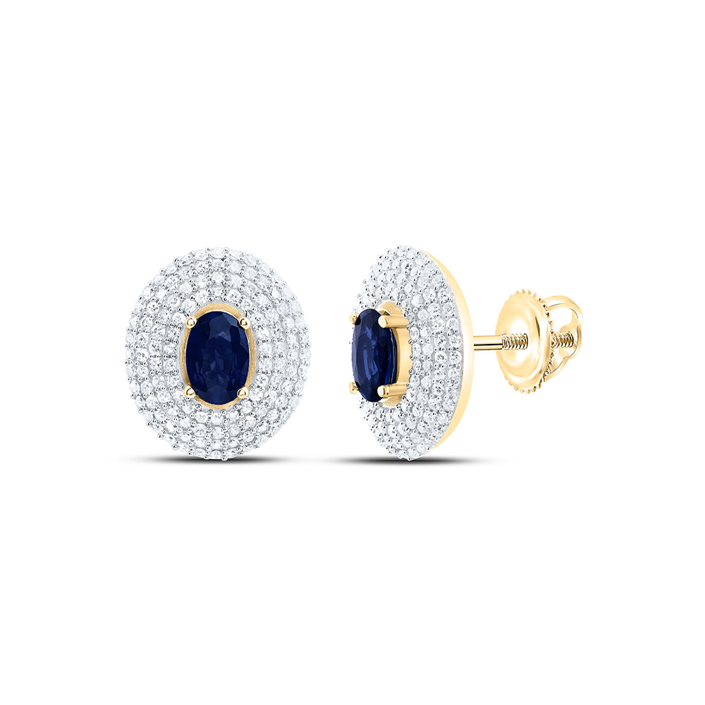 14k Gold 5/8 CTW-Natural Diamond 6X4MM-Ov-Bs Natural Gemstone Oval Earring
