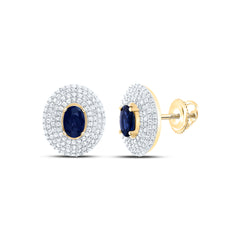 14k Gold 5/8 CTW-Natural Diamond 6X4MM-Ov-Bs Natural Gemstone Oval Earring