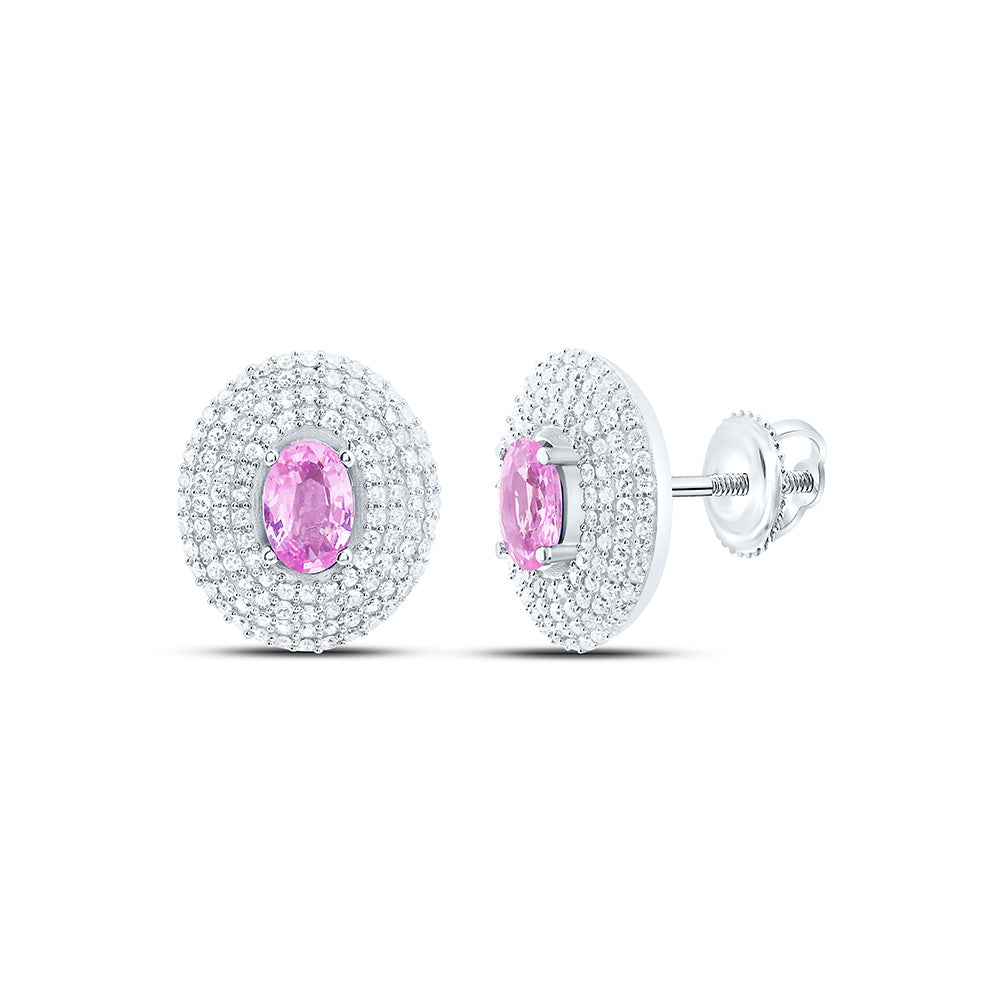 14k Gold 5/8 CTW-Natural Diamond 6X4MM-Ov-Pi Sapp Natural Gemstone Oval Earring