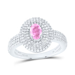 14k Gold 1/2 CTW-Natural Diamond 6X4MM Ov-Pi Sapp Natural Gemstone Oval Ring