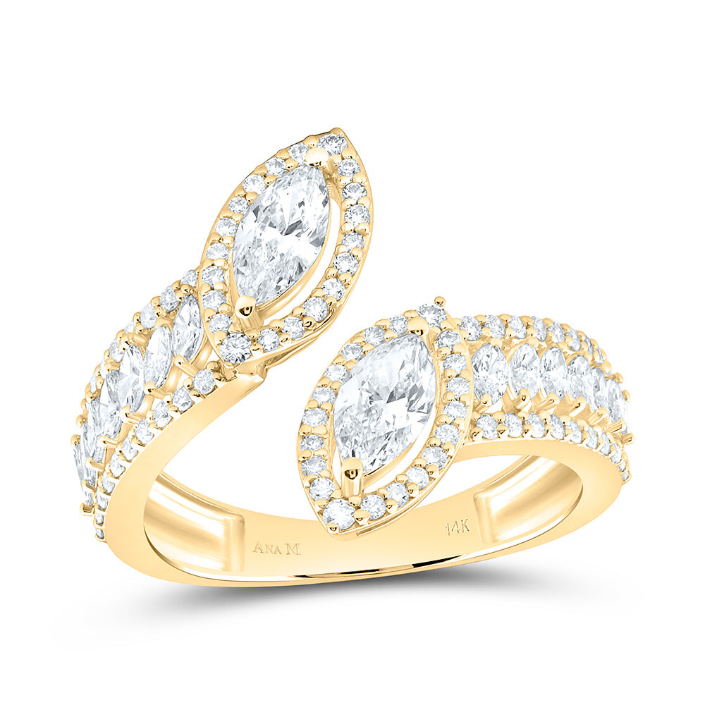 14k Gold 1 3/8 CTW-Natural Diamond 1/3 Ct -Cmq Fashion Marquise Ring