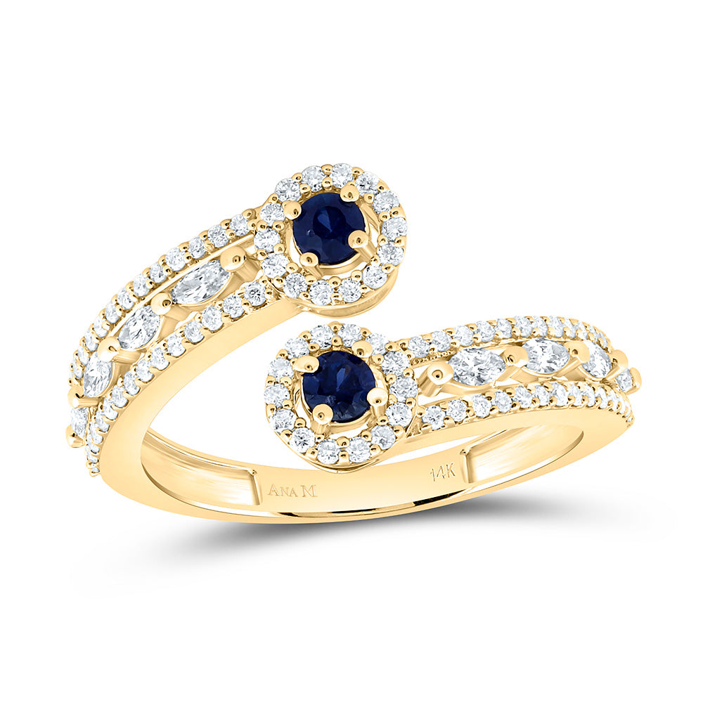 14k Gold 5/8 CTW-Natural Diamond 1/4 Ct-Rd-Bs Natural Gemstone Round Ring