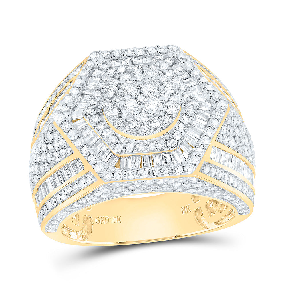 10k Gold 3 7/8 CTW-Natural Diamond Mens Ring