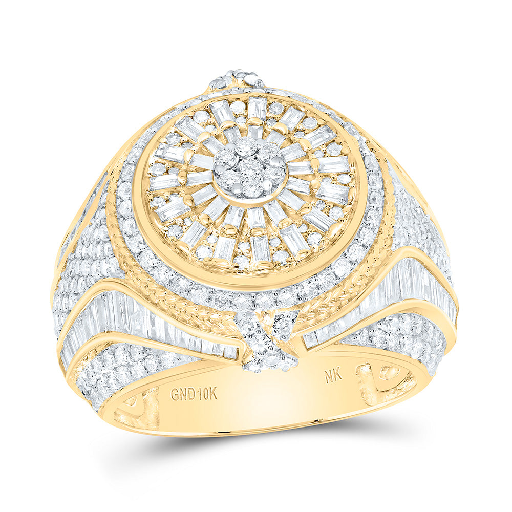 10k Gold 3 3/8 CTW-Natural Diamond Mens Ring