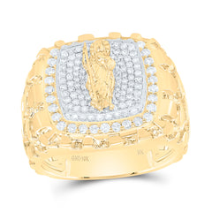 10k Gold 1 CTW-Natural Diamond St.Jude Nugget Mens Ring