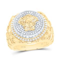 10k Gold 1 1/3 CTW-Natural Diamond Medusa Nugget Mens Ring