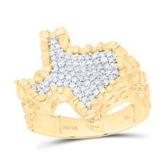 10k Gold 1/2 CTW-Natural Diamond Nugget Texas Mens Ring