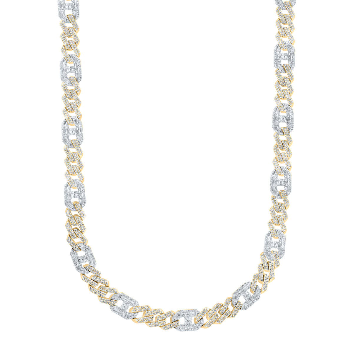 10k Gold 18 3/4 CTW-Natural Diamond Cuban Mens Chain (22 Inch )