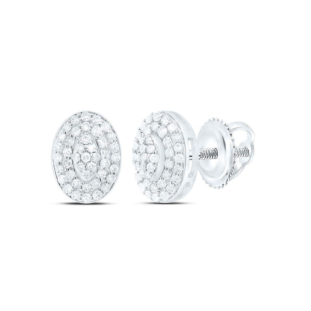 10k Gold 1/4 CTW-Natural Diamond Fashion Oval Earring