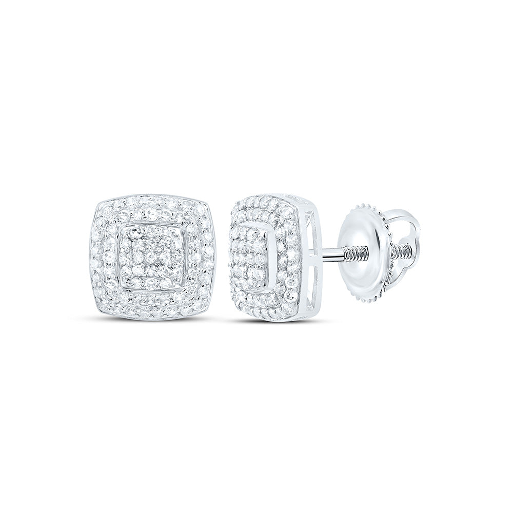 10k Gold 3/8 CTW-Natural Diamond Fashion Cushion Earring