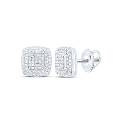 10k Gold 3/8 CTW-Natural Diamond Fashion Cushion Earring