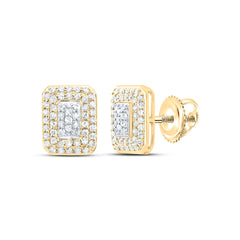 10k Gold 3/8 CTW-Natural Diamond Fashion Emerald Earring