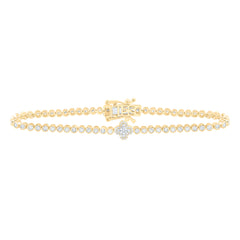 14k Gold 1 7/8 CTW-Natural Diamond Fashion Tennis Clover Bracelet(7Inch )