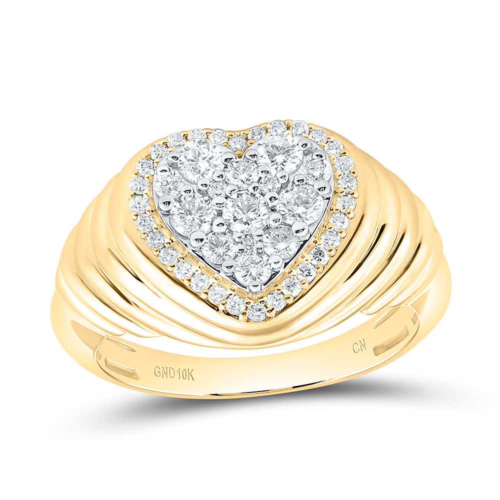 10k Gold 5/8 CTW-Natural Diamond Fashion Heart Ring