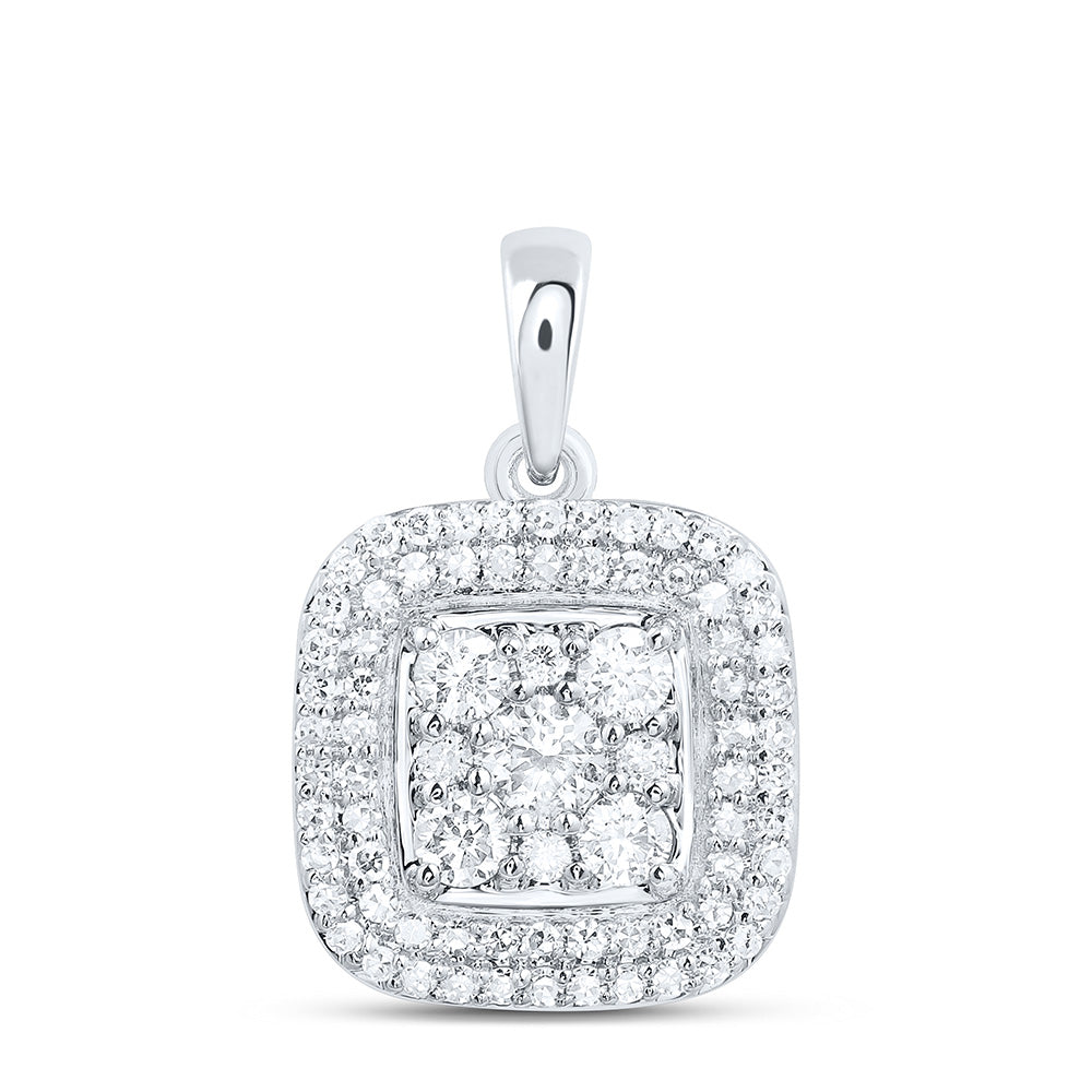 10k Gold 1/2 CTW-Natural Diamond Fashion Cushion Pendant