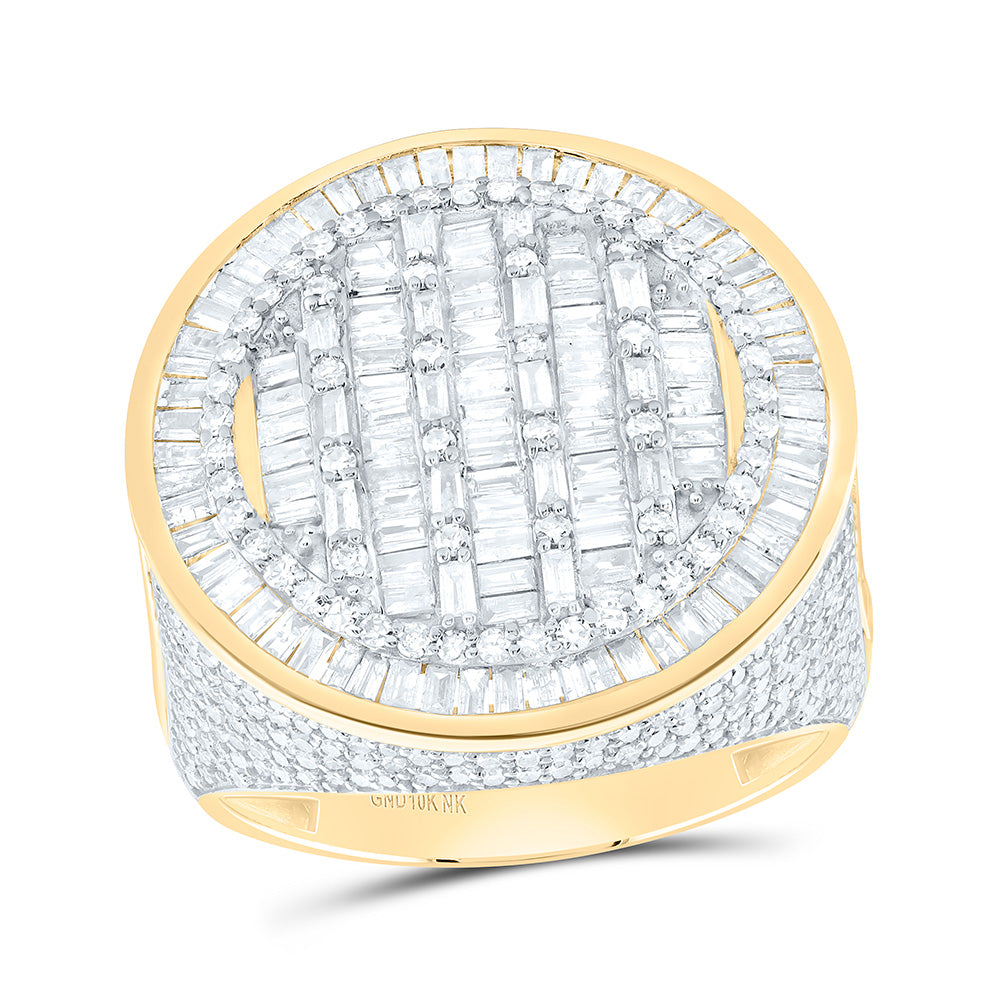 10k Gold 3 CTW-Natural Diamond Round Mens Ring