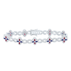 10k Gold 4 1/2 CTW-Natural Diamond 1 1/2 Ct-Mq-Ru, 1 7/8 Ct-Mq-Bs, Natural Gemstone Infinity Clover Mens Bracelet (8 Inch )