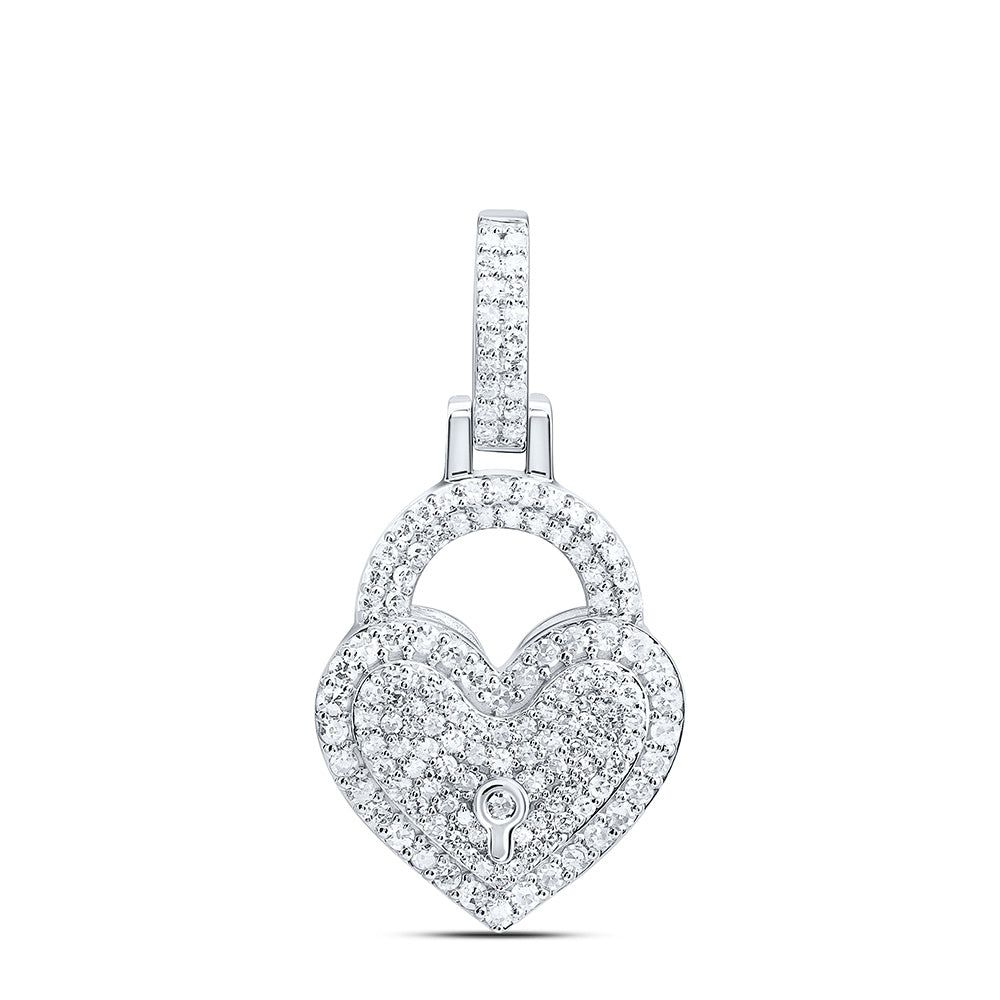 10k Gold 5/8 CTW- Natural Diamond Fashion Heart Lock Pendant