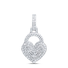 10k Gold 5/8 CTW- Natural Diamond Fashion Heart Lock Pendant