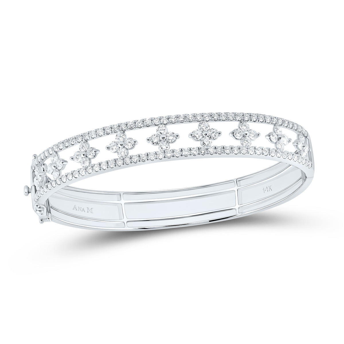 14k Gold 4 1/3 CTW-Natural Diamond Fashion Clover Bangle (65X55MM)