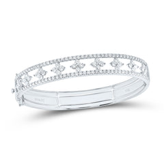 14k Gold 4 1/3 CTW-Natural Diamond Fashion Clover Bangle (65X55MM)