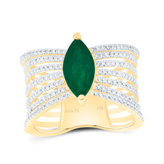 14k Gold 1/2 CTW-Natural Diamond 11X5.50MM-Mq-Em Natural Gemstone Ring