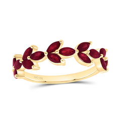 14k Gold 1 1/5 CTW-Mq-Ru Natural Gemstone Marquise Ring