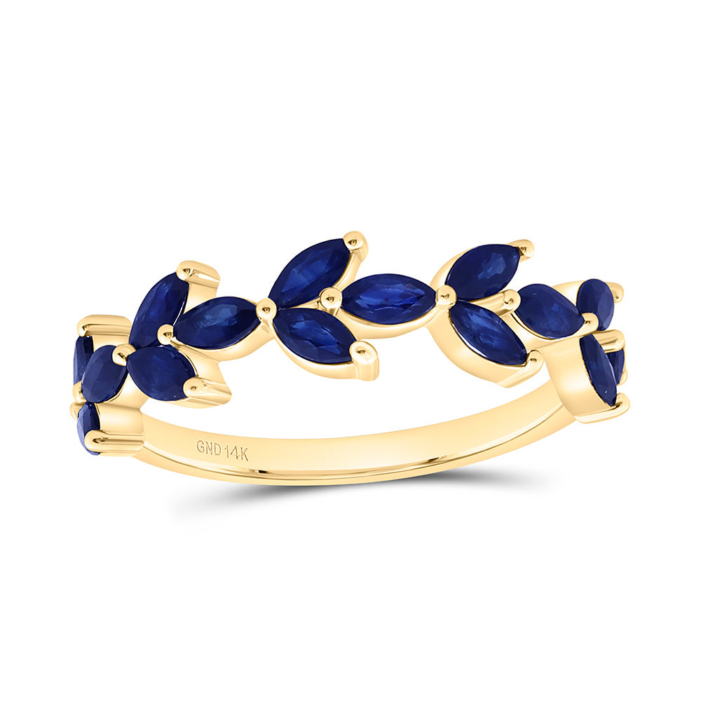 14k Gold 1 1/3 CTW-Mq-Bs Natural Gemstone Marquise Ring