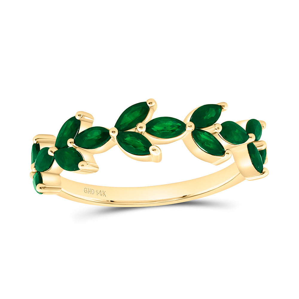 14k Gold 1 CTW-Mq-Em Natural Gemstone Marquise Ring