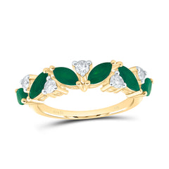 14k Gold 1/3 CTW-Natural Diamond 1/3 Ct-Mq-Em Natural Gemstone Ring