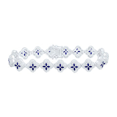 10k Gold 4 1/3 CTW-Natural Diamond 3 1/5 Ct-Mq-Bs Natural Gemstone Clover Mens Bracelet (8 Inch )