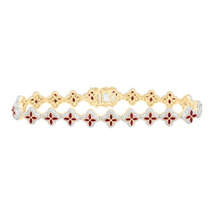 10k Gold 3 CTW-Natural Diamond 3 3/4 Ct-Mq-Ru Natural Gemstone Clover Mens Bracelet (8 Inch )