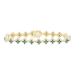 10k Gold 3 CTW-Natural Diamond 2 3/4 Ct-Mq-Em Natural Gemstone Clover Mens Bracelet (8 Inch )